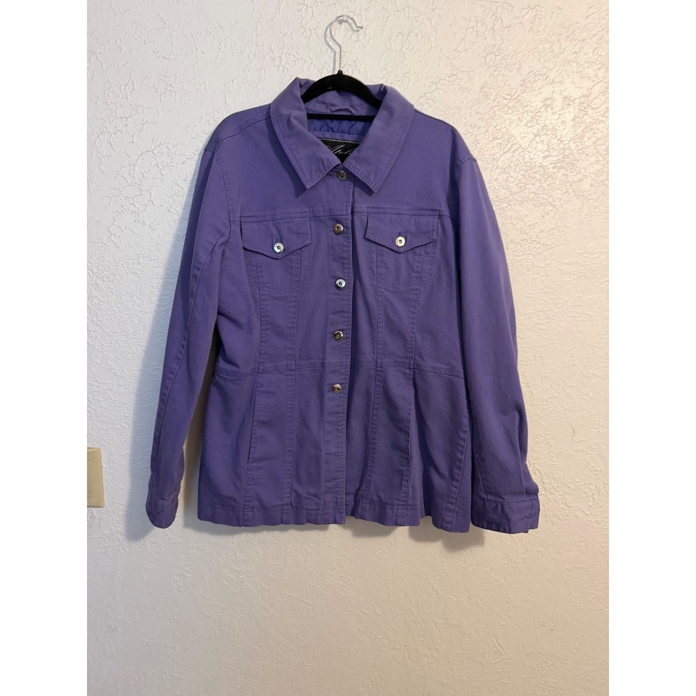Atelier by B. Thomas Purple Button Front Utility Jacket L Chore Country Layering